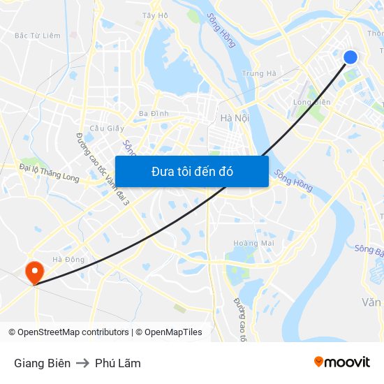 Giang Biên to Phú Lãm map