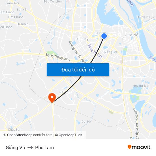 Giảng Võ to Phú Lãm map