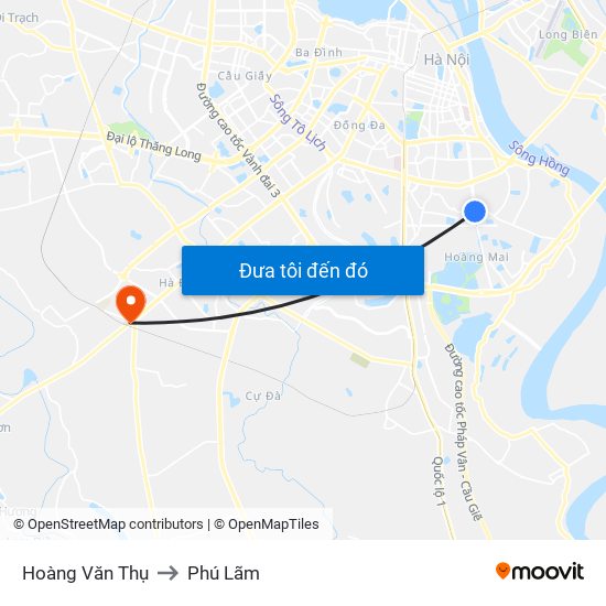 Hoàng Văn Thụ to Phú Lãm map