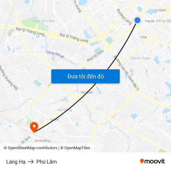 Láng Hạ to Phú Lãm map