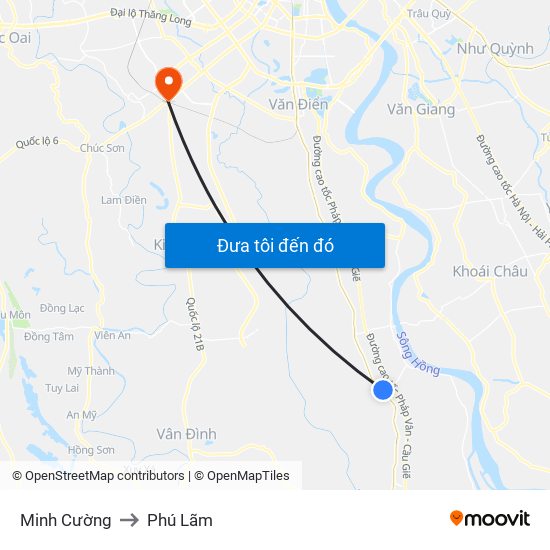 Minh Cường to Phú Lãm map