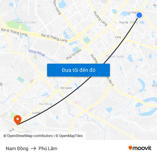 Nam Đồng to Phú Lãm map