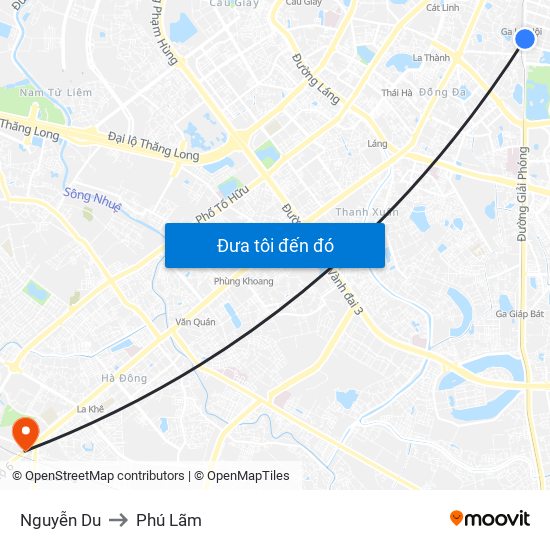 Nguyễn Du to Phú Lãm map