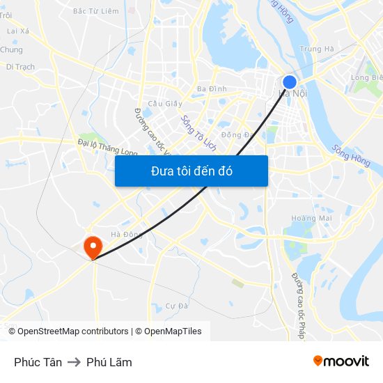 Phúc Tân to Phú Lãm map