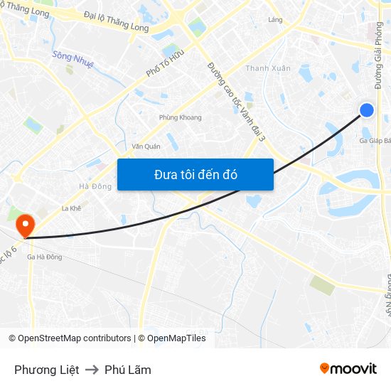 Phương Liệt to Phú Lãm map