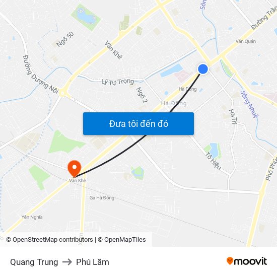 Quang Trung to Phú Lãm map