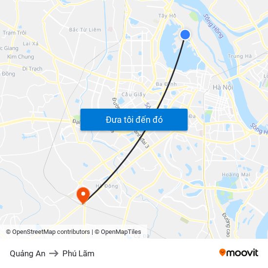 Quảng An to Phú Lãm map