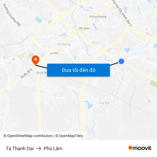 Tả Thanh Oai to Phú Lãm map