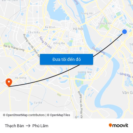 Thạch Bàn to Phú Lãm map