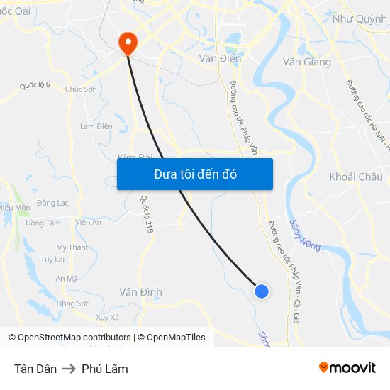 Tân Dân to Phú Lãm map