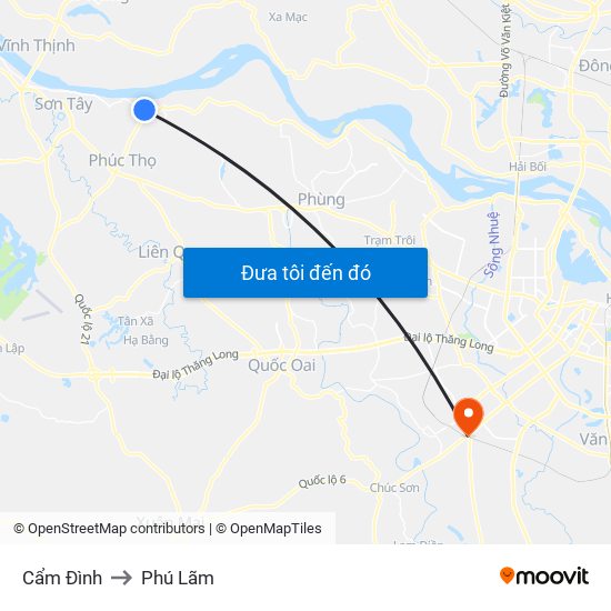 Cẩm Đình to Phú Lãm map