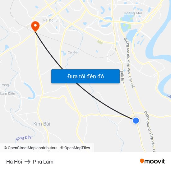 Hà Hồi to Phú Lãm map