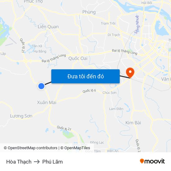 Hòa Thạch to Phú Lãm map