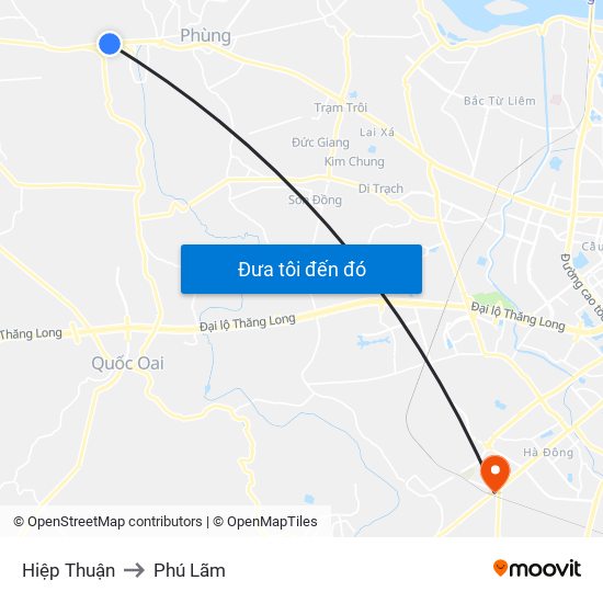 Hiệp Thuận to Phú Lãm map