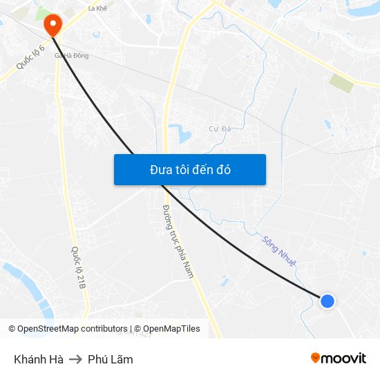 Khánh Hà to Phú Lãm map