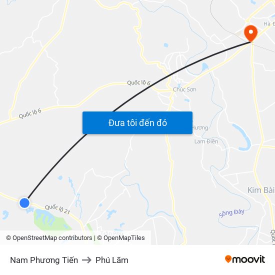 Nam Phương Tiến to Phú Lãm map