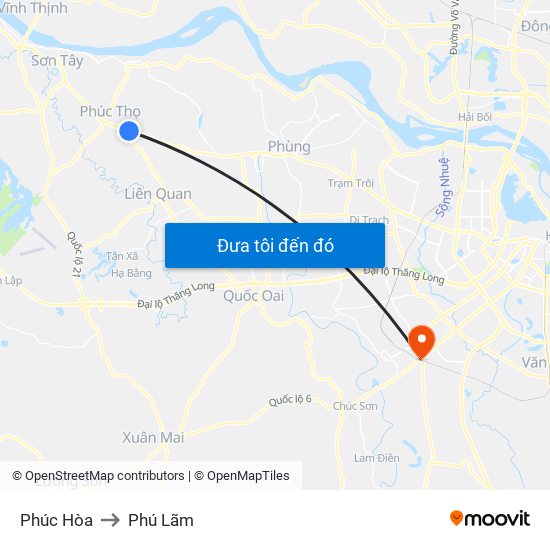 Phúc Hòa to Phú Lãm map