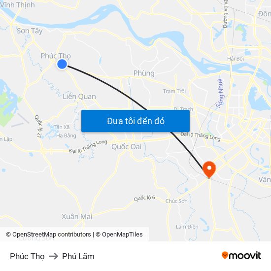 Phúc Thọ to Phú Lãm map