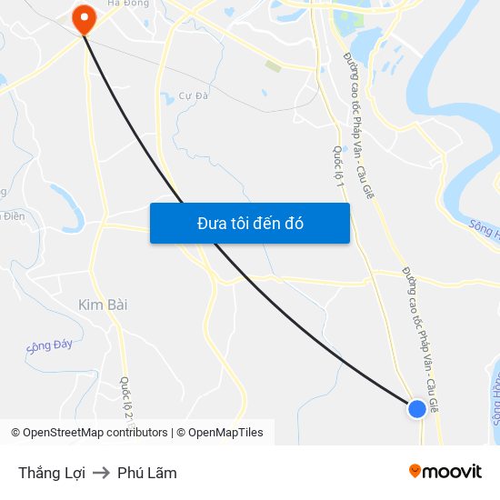 Thắng Lợi to Phú Lãm map