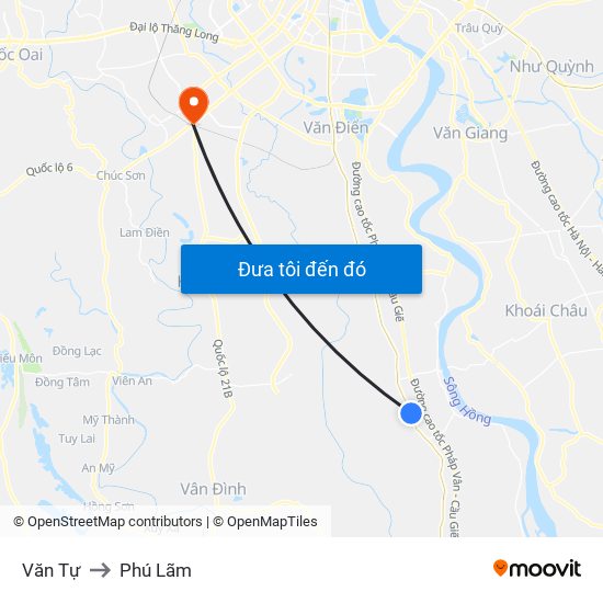 Văn Tự to Phú Lãm map