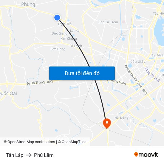 Tân Lập to Phú Lãm map