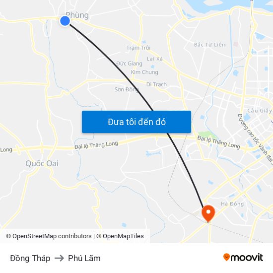Đồng Tháp to Phú Lãm map