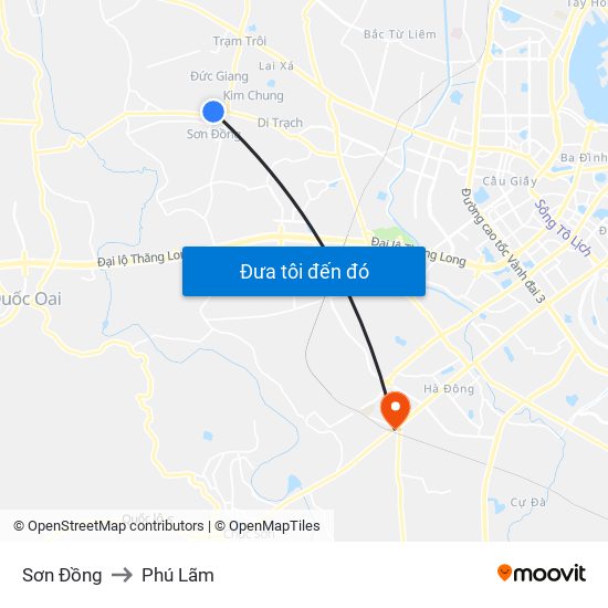 Sơn Đồng to Phú Lãm map