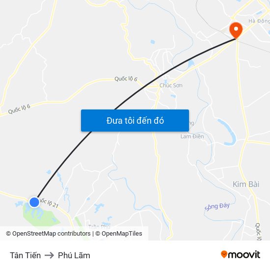 Tân Tiến to Phú Lãm map
