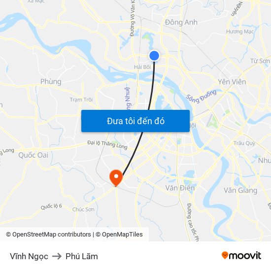 Vĩnh Ngọc to Phú Lãm map