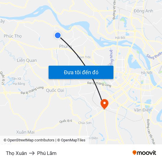 Thọ Xuân to Phú Lãm map