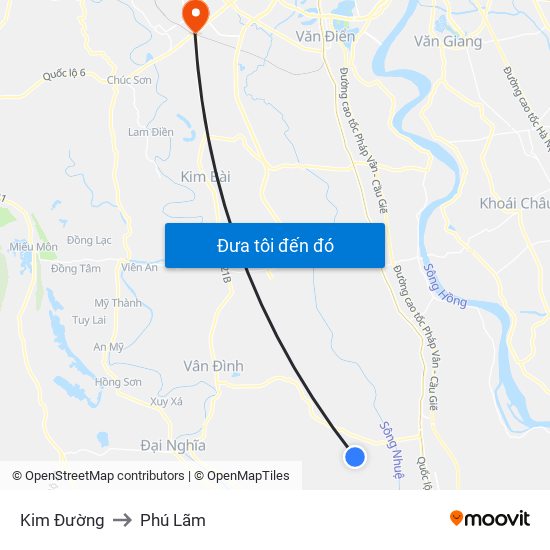 Kim Đường to Phú Lãm map