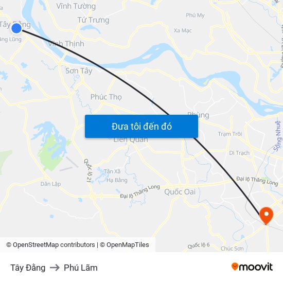 Tây Đằng to Phú Lãm map