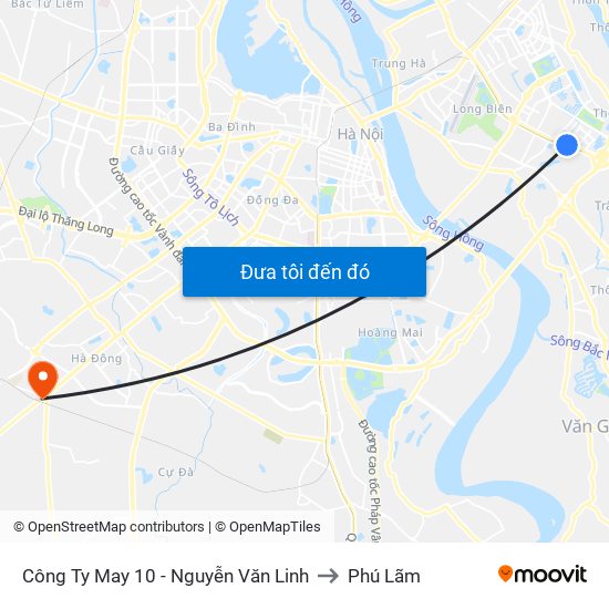Công Ty May 10 - Nguyễn Văn Linh to Phú Lãm map