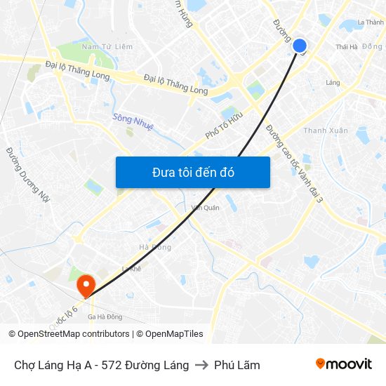 Chợ Láng Hạ A - 572 Đường Láng to Phú Lãm map