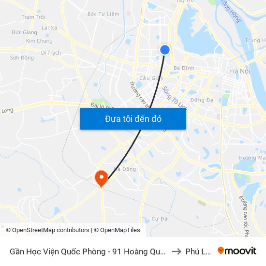 Gần Học Viện Quốc Phòng - 91 Hoàng Quốc Việt to Phú Lãm map
