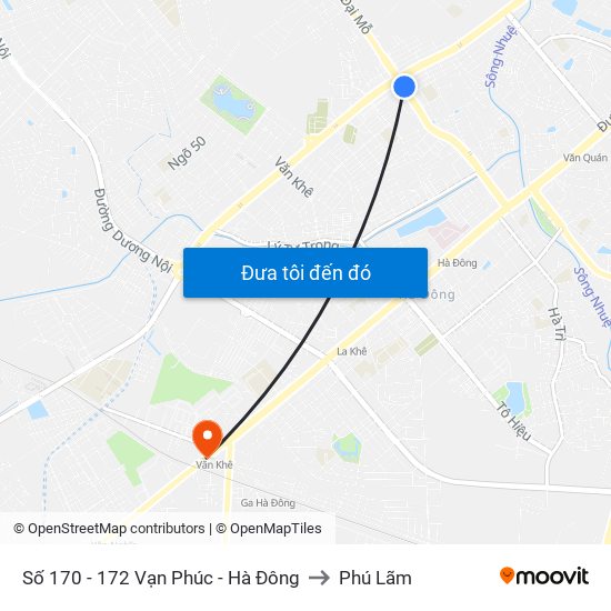 Số 170 - 172 Vạn Phúc - Hà Đông to Phú Lãm map