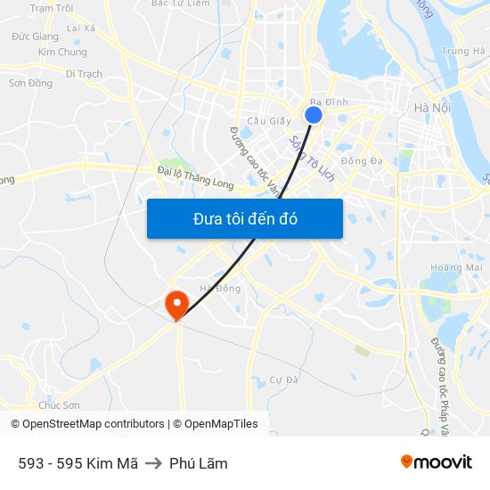 593 - 595 Kim Mã to Phú Lãm map