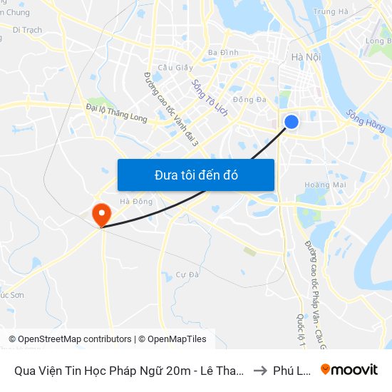 Qua Viện Tin Học Pháp Ngữ 20m - Lê Thanh Nghị to Phú Lãm map