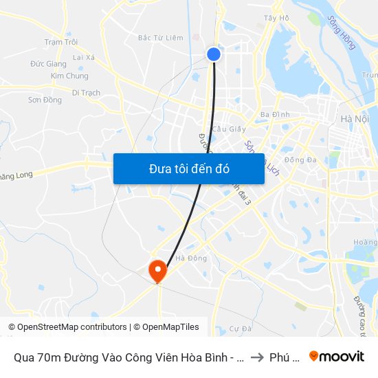 Qua 70m Đường Vào Công Viên Hòa Bình - Phạm Văn Đồng to Phú Lãm map