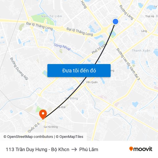 113 Trần Duy Hưng - Bộ Khcn to Phú Lãm map