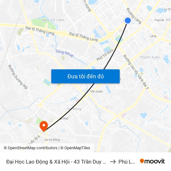 Đại Học Lao Động & Xã Hội - 43 Trần Duy Hưng to Phú Lãm map