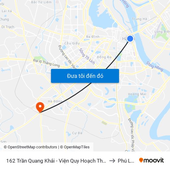 162 Trần Quang Khải - Viện Quy Hoạch Thủy Lợi to Phú Lãm map