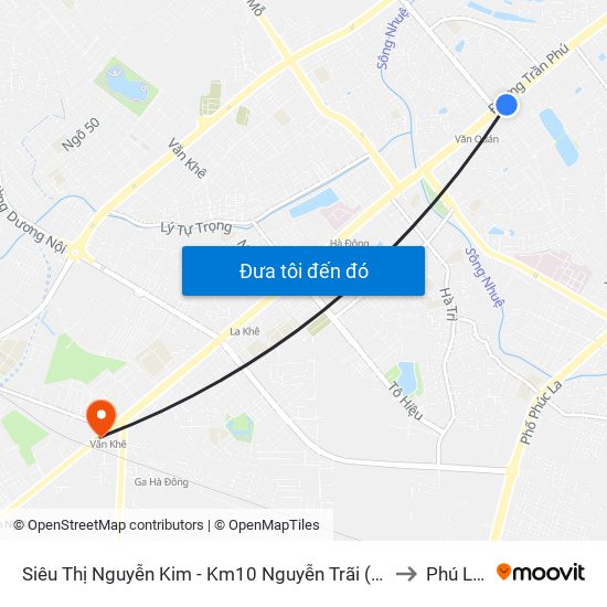 Siêu Thị Nguyễn Kim - Km10 Nguyễn Trãi (Hà Đông) to Phú Lãm map