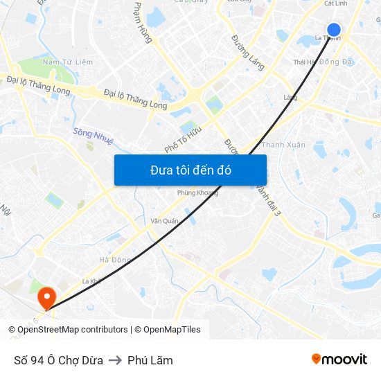 Số 94 Ô Chợ Dừa to Phú Lãm map