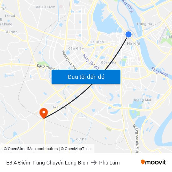 E3.4 Điểm Trung Chuyển Long Biên to Phú Lãm map