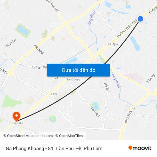 Ga Phùng Khoang - 81 Trần Phú to Phú Lãm map
