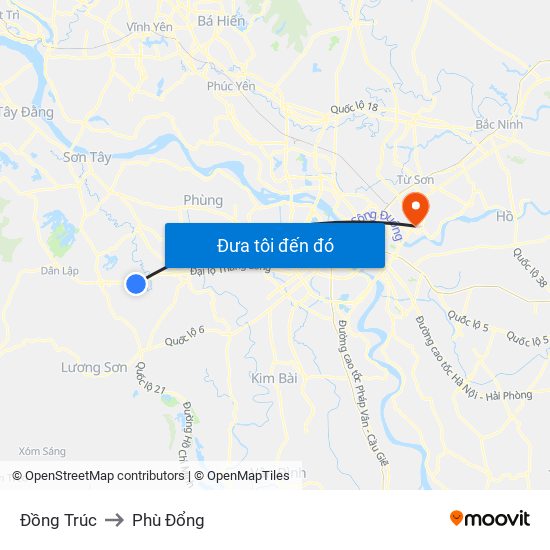 Đồng Trúc to Phù Đổng map