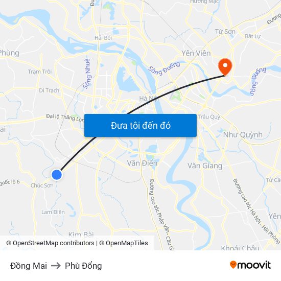 Đồng Mai to Phù Đổng map
