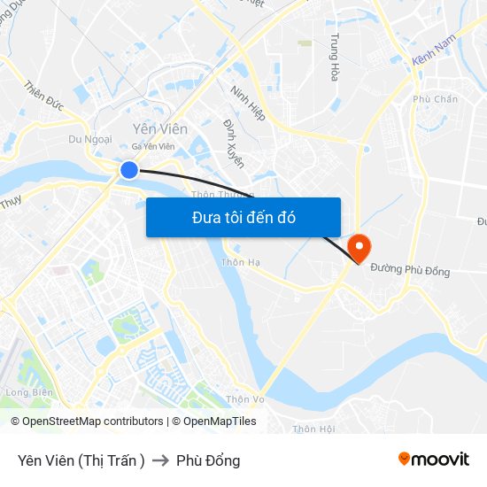 Yên Viên (Thị Trấn ) to Phù Đổng map