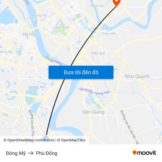 Đông Mỹ to Phù Đổng map